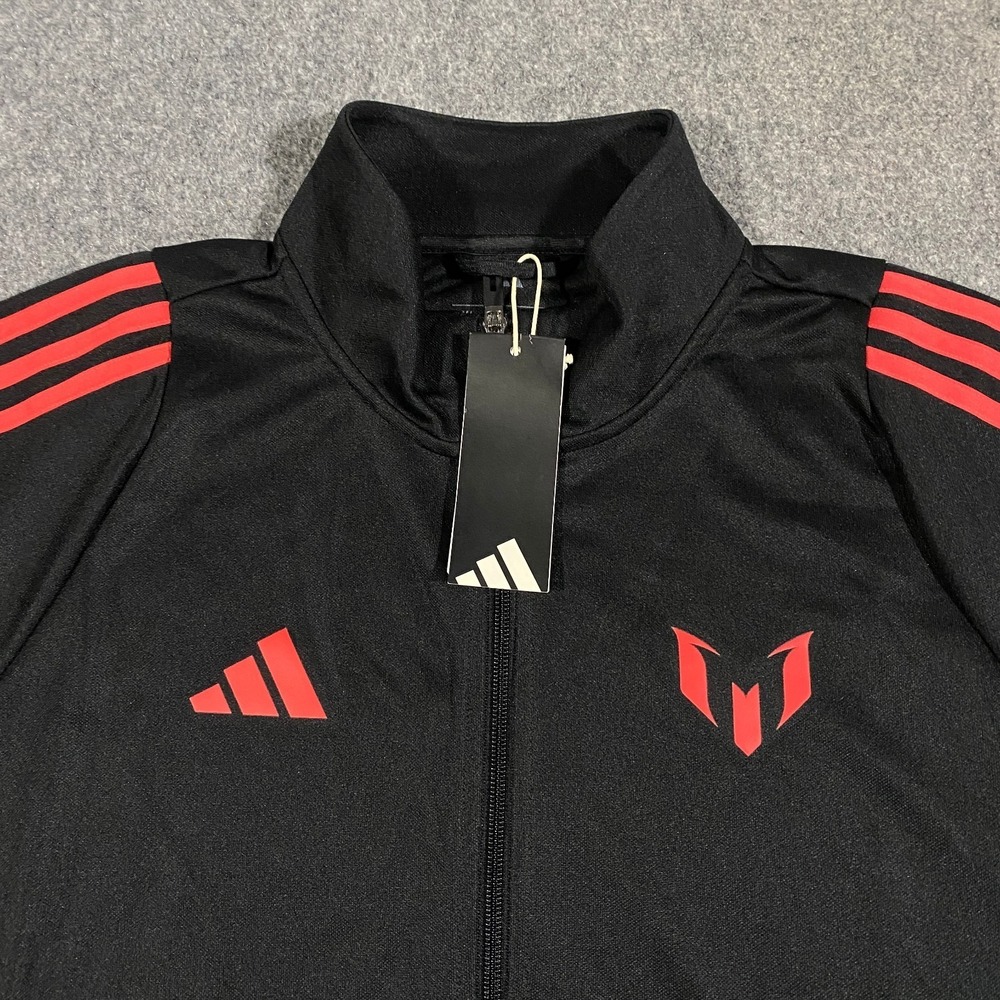Adidas Messi Full Zip Track Jacket Adult XL Black Red Stripes Soccer Aeroready - Picture 2 of 16